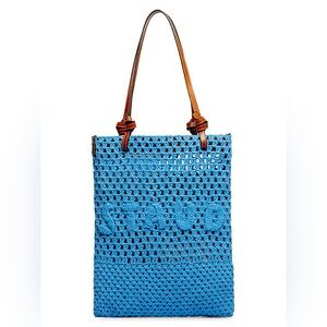 STAUD Crochet Tote Bag Blue